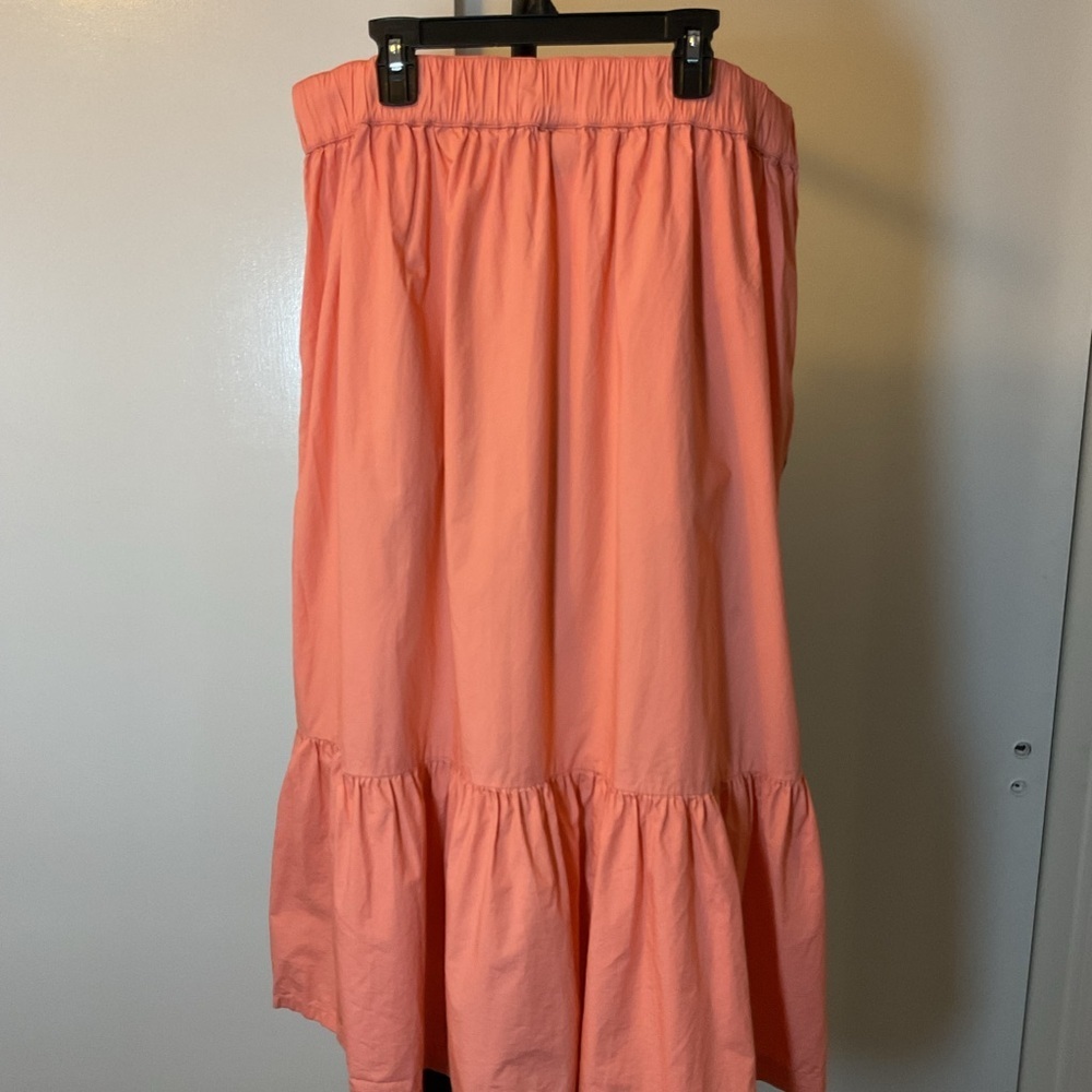 A New Day Coral Peach Tiered Maxi Skirt XL Pockets Boho Summer Midi Pink - Picture 7 of 7